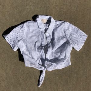 Michael Kors Crop Tie Button Down